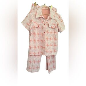 70s Pink Patterned Leisure Set